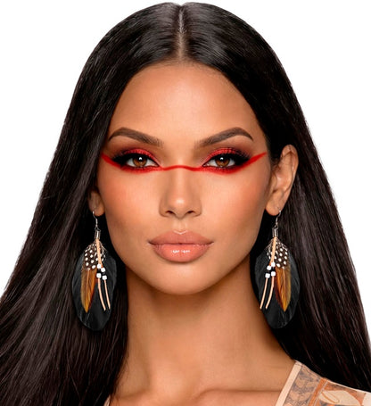 Pair Of Beaded Feather Earrings