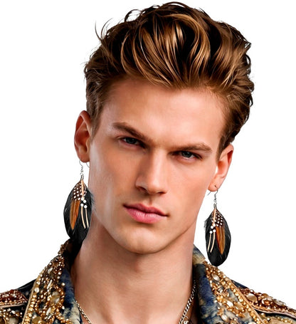 Pair Of Beaded Feather Earrings