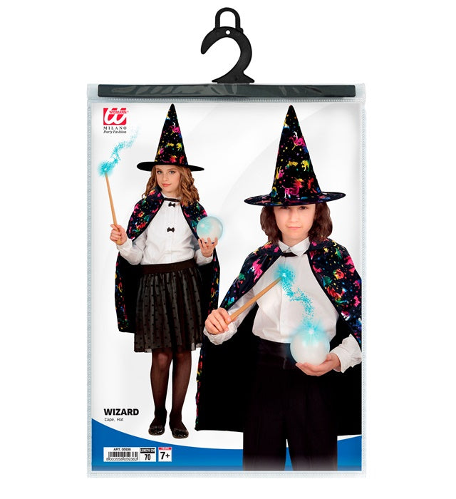Wizard  Cape, Hat  - 70 Cm
