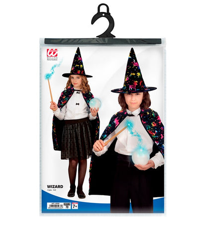 Wizard  Cape, Hat  - 70 Cm