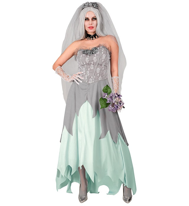 Zombie Bride  Dress, Flower Veil, Flower Bouquet 