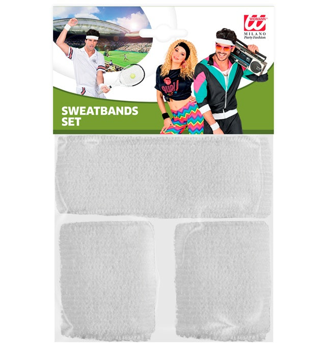 White Sweatbands Set  Headband And 2 Wristbands 
