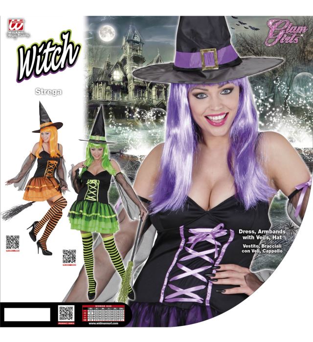 Witch  Dress, Armbands With Veils, Hat  - 3 Colors Assorted