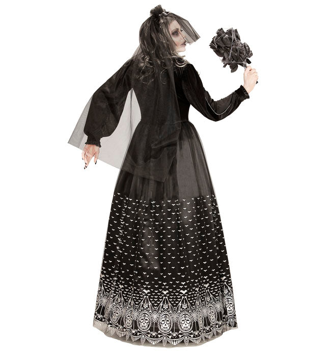 Skeleton Bride  Dres With Crinoline Underskirt, Bridal Veil 