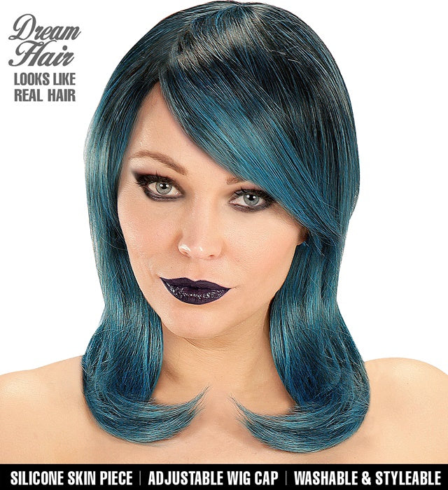 Black-Blue-Green Megan Dream Hairwig In Color Box