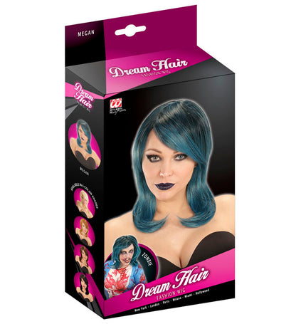 Black-Blue-Green Megan Dream Hairwig In Color Box