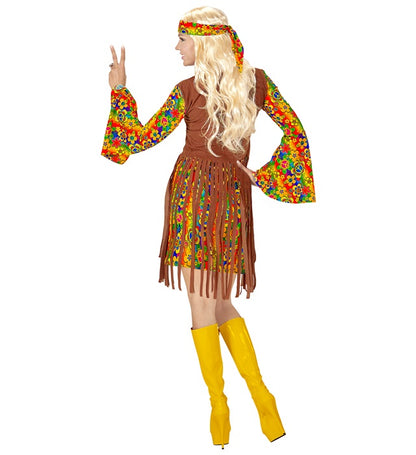 Hippie Girl  Dress With Vest, Headband, Peace Sign Necklace 