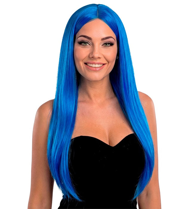 Blue Glamour Wig In Polybag