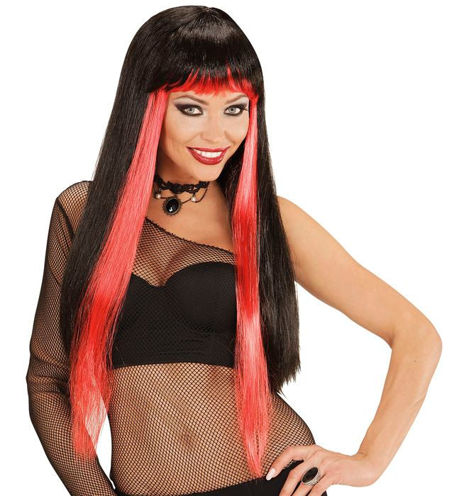 Black/Red Gothic Glam Wig In Polybag