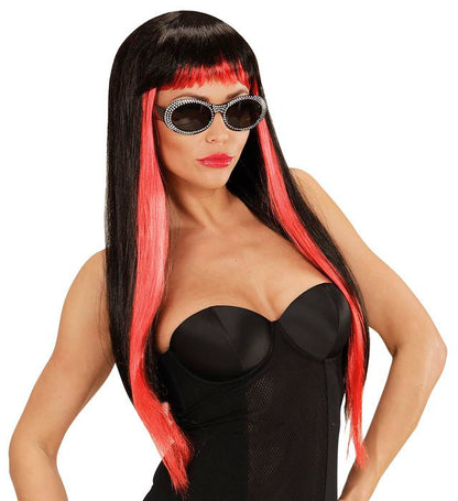 Black/Red Gothic Glam Wig In Polybag
