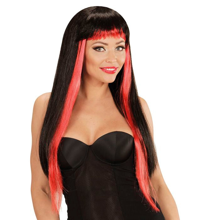 Black/Red Gothic Glam Wig In Polybag