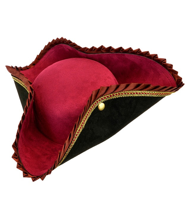 Hat Tricorn Deluxe Black & Burgundy