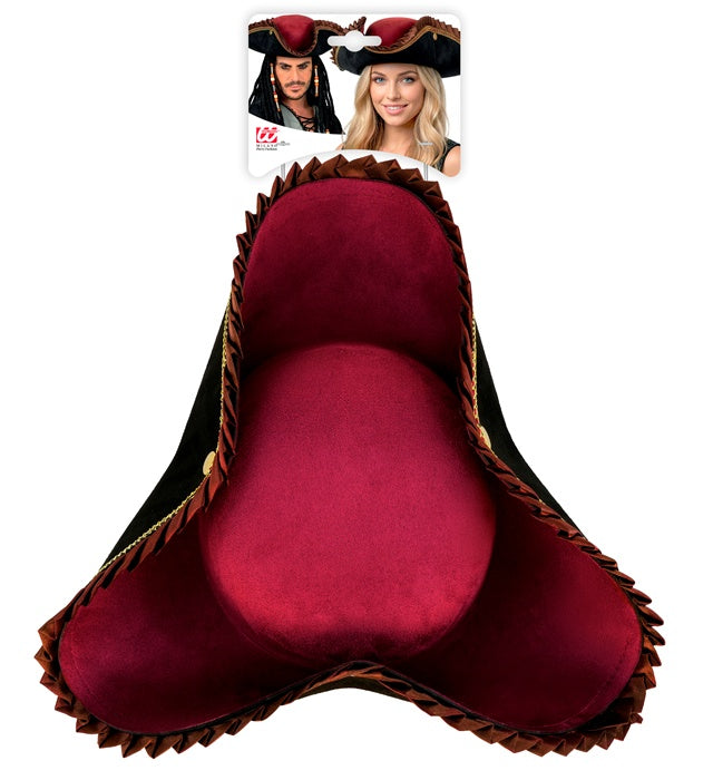 Hat Tricorn Deluxe Black & Burgundy