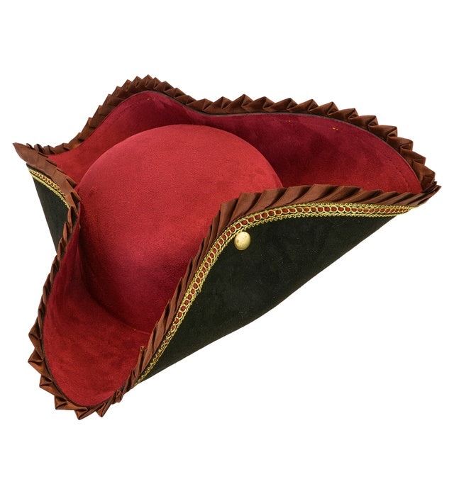 Hat Tricorn Deluxe Black & Burgundy