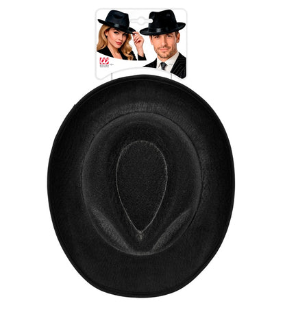 Black Fedora Hat with Black Band Image 2