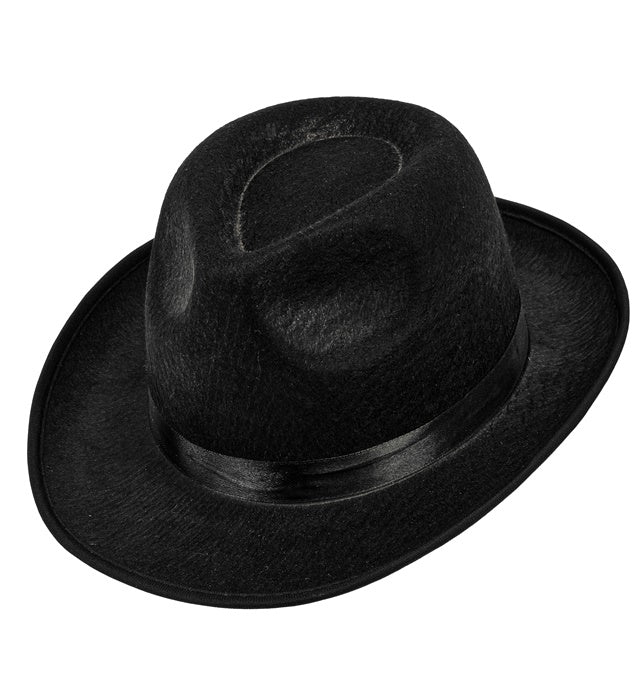 Black Fedora Hat with Black Band Image 4