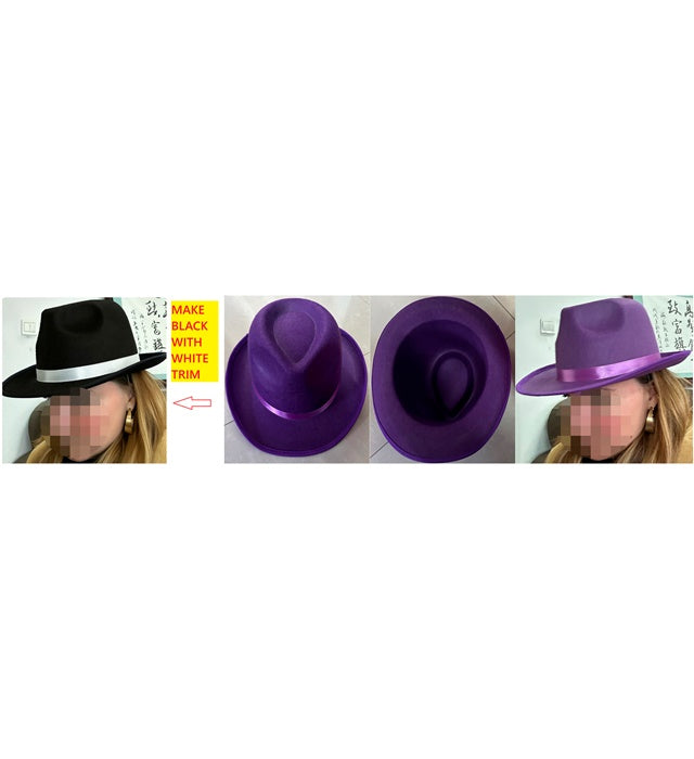Hat Fedora Black With White Band
