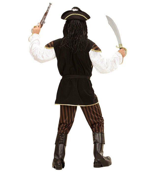 Pirate Captain  Shirt With Vest, Pants, Belt, Hat With Feather, Boot Covers 
