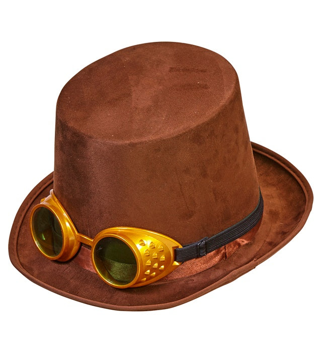 Top Hat Steampunk With Goggles Wool Touch Felt 15 Cm