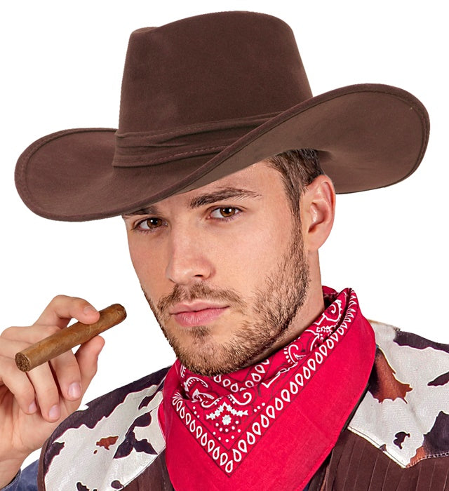 Suede Look Brown Cowboy Hat