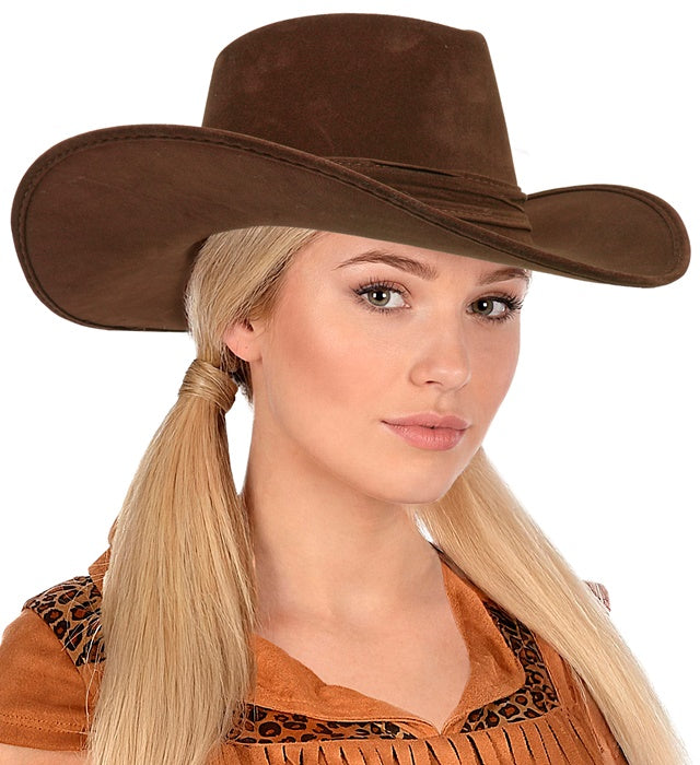 Suede Look Brown Cowboy Hat