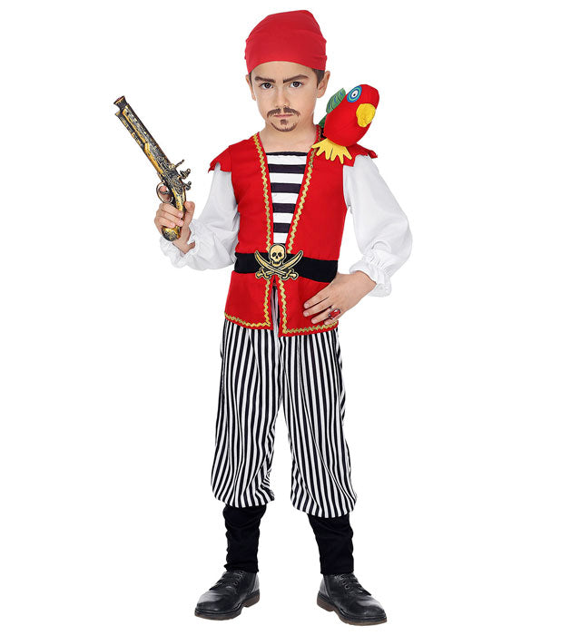 Pirate  Shirt With Vest & Belt, Pants, Parrot, Bandana 