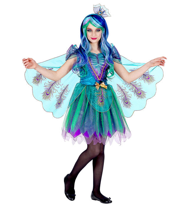 Peacock  Dress With Peacock Tail Veils, Headpiece 
