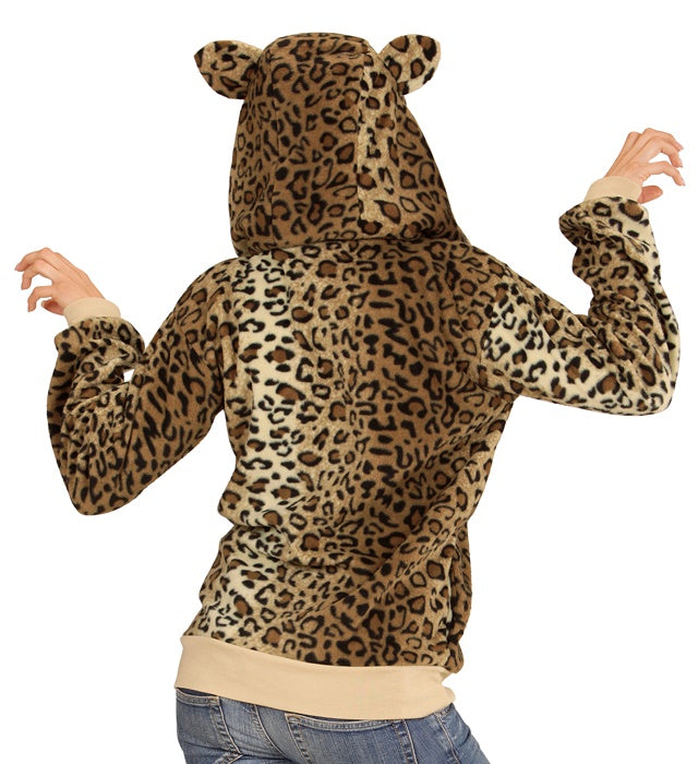 Leopard  Hooded Fleece Jacket 