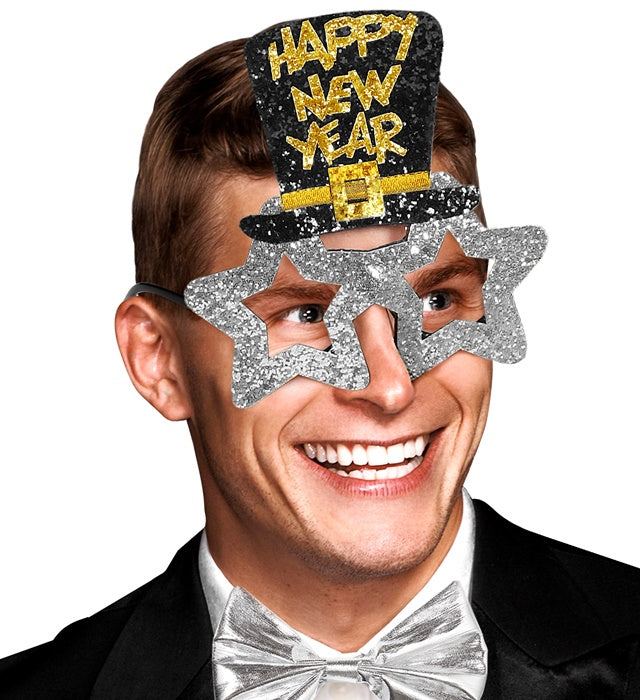 Silver Happy New Year Glasses