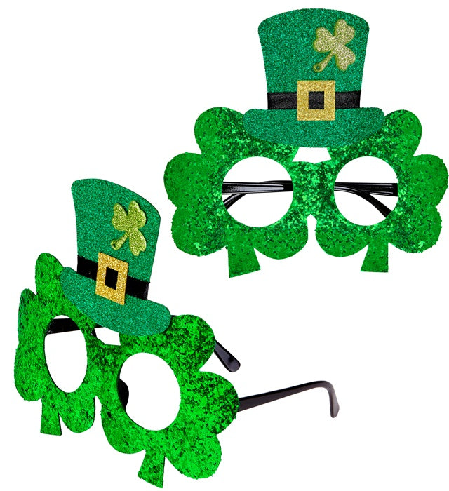 St. Patrick'S Day  Shamrock Glasses With Mini Top Hat