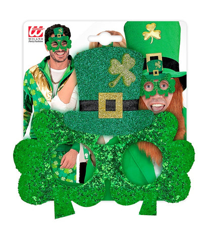 St. Patrick'S Day  Shamrock Glasses With Mini Top Hat
