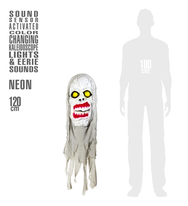 Sound Sensor Activated Neon Hooded Demon With Color Changing Kaleidoscope Lights & Eerie Sounds 120 Cmion