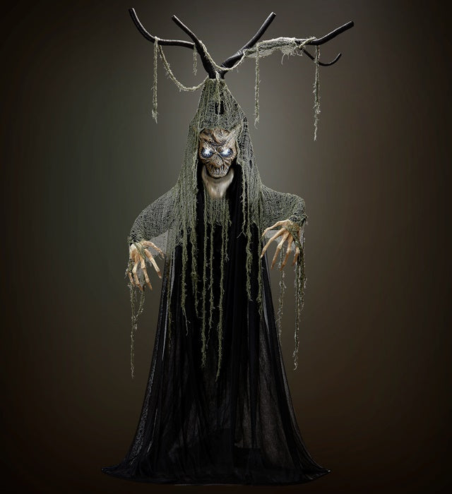 Sound Sensor Activated Talking Haunted Halloween Tree With Moving Mouth & Flashing Led Light Eyes 200 Cm - Speaks 3 Different Rhymes 