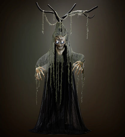 Sound Sensor Activated Talking Haunted Halloween Tree With Moving Mouth & Flashing Led Light Eyes 200 Cm - Speaks 3 Different Rhymes 