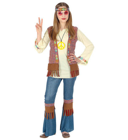 Hippie  Shirt With Vest, Pants, Headband, Necklace 