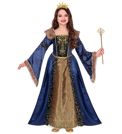 Medieval Queen  Dress With Crinoline Underskirt, Crown 