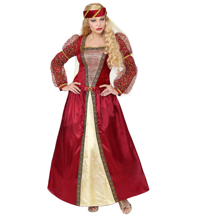 Medieval Princess  Dress With Crinoline Underskirt, Headpiece With Veil 