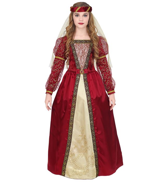 Medieval Princess  Dress With Crinoline Underskirt, Headpiece With Veil 
