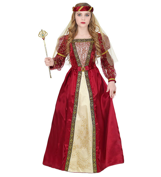 Medieval Princess  Dress With Crinoline Underskirt, Headpiece With Veil 
