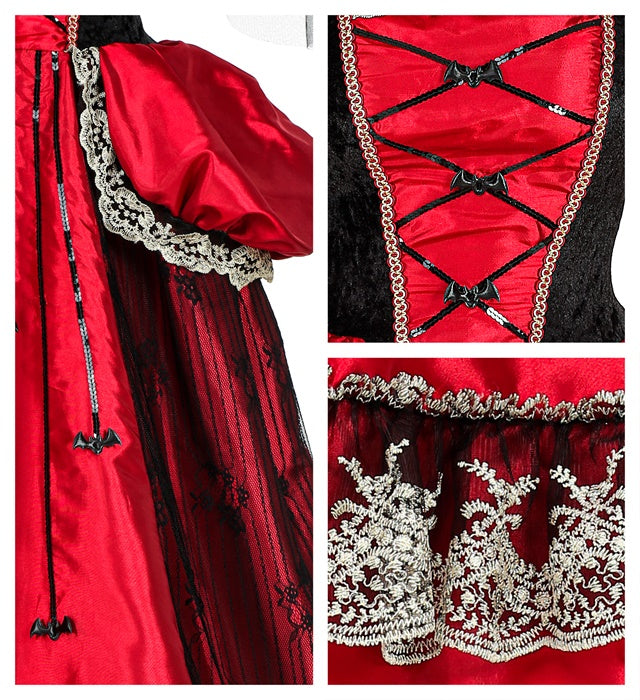 Vampiress  Dress With Crinoline Underskirt, Choker 