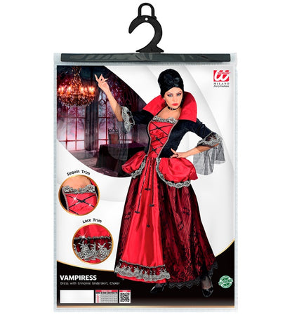 Vampiress  Dress With Crinoline Underskirt, Choker 