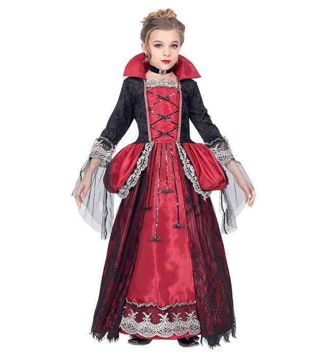 Vampiress  Dress With Crinoline Underskirt, Choker With Gem 