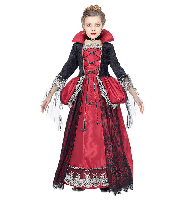Vampiress  Dress With Crinoline Underskirt, Choker With Gem 