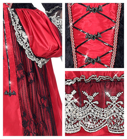 Vampiress  Dress With Crinoline Underskirt, Choker With Gem 