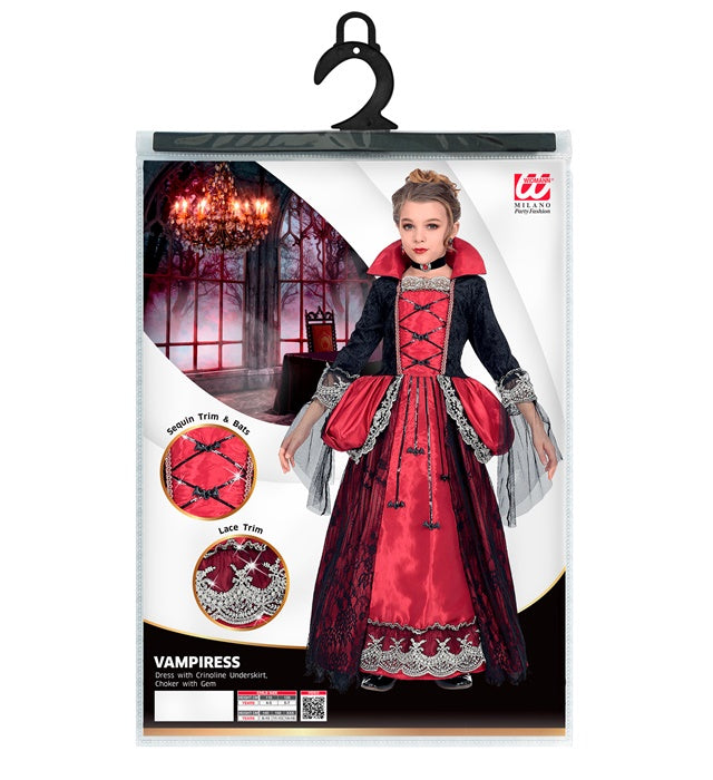 Vampiress  Dress With Crinoline Underskirt, Choker With Gem 