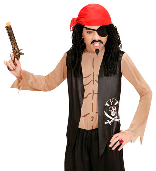 Pirate  Shirt With Vest, Bandana, Eye-Patch 