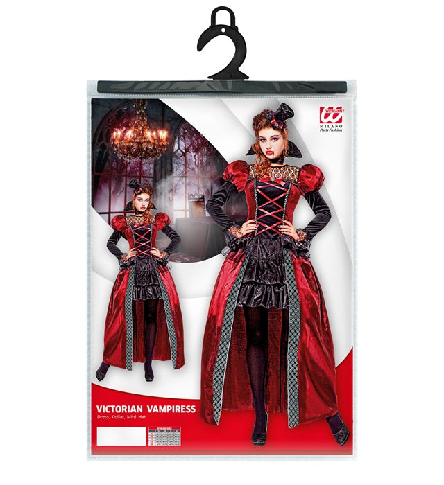Victorian Vampiress  Dress, Collar, Mini Hat 