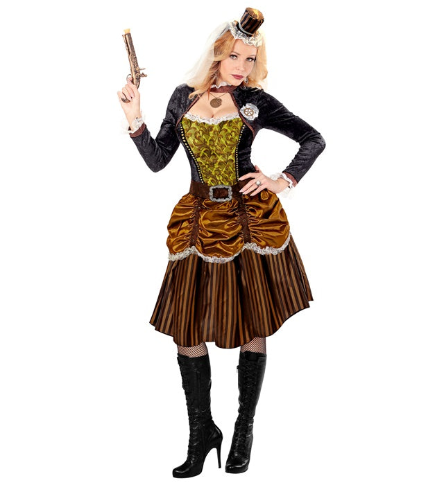 Steampunk  Dress, Belt, Mini Hat 