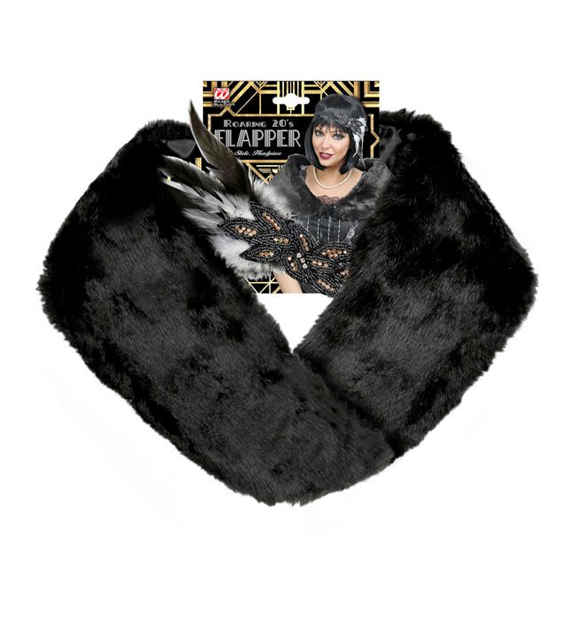 Roaring 20S Flapper  Faux Fur Stole, Sequin & Feathers Headpiece 