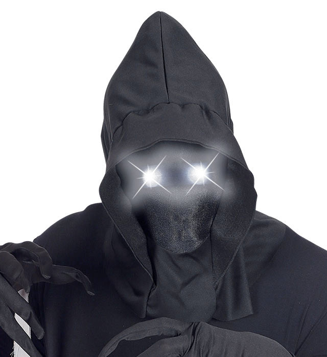 Faceless Hooded Mask With White Fade-In Fade-Out Light-Up Eyes